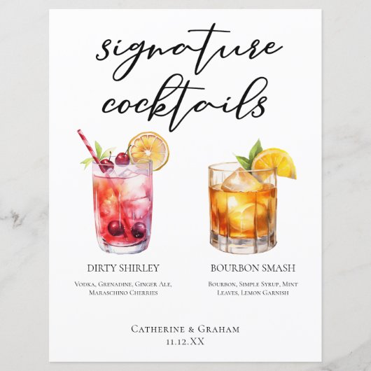 Dirty Shirley Bourbon Signature Cocktails Menu (Voorkant)