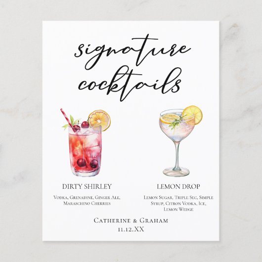 Dirty Shirley Lemon Drop Signature Cocktails Menu (Voorkant)