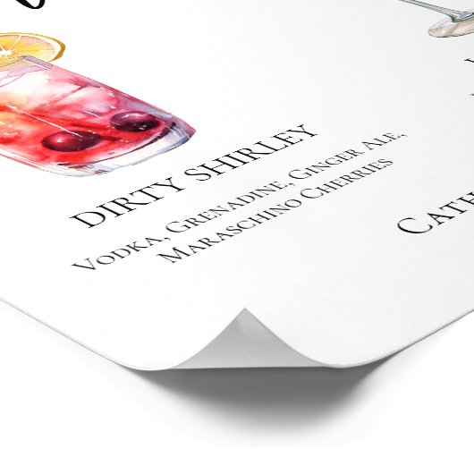 Dirty Shirley Lemon Drop Signature Cocktails Menu Poster (Hoek)