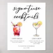 Dirty Shirley Lemon Drop Signature Cocktails Menu Poster (Voorkant)