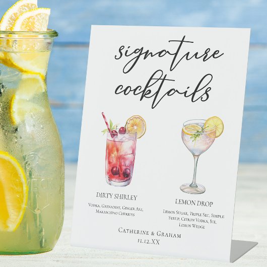 Dirty Shirley Lemon Drop Signature Cocktails Menu Reclamebord Met Voetstuk