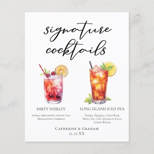 Dirty Shirley Long Island Signature Cocktails Menu (Voorkant)