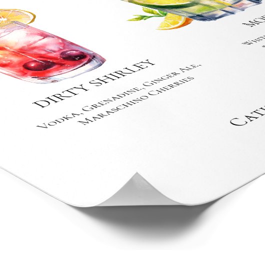 Dirty Shirley Mojito Signature Cocktails Menu Poster (Hoek)