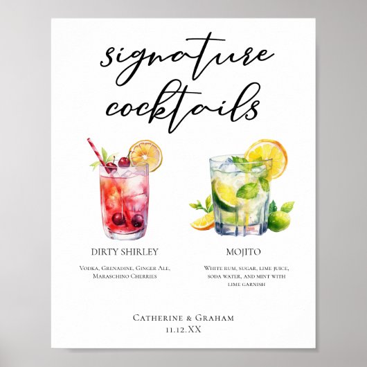Dirty Shirley Mojito Signature Cocktails Menu Poster (Voorkant)