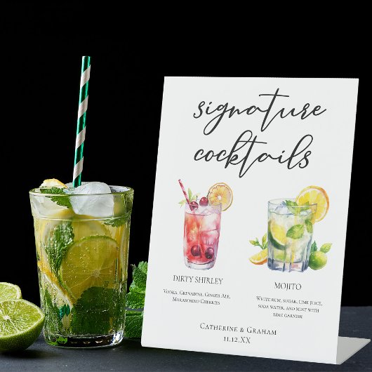 Dirty Shirley Mojito Signature Cocktails Menu Reclamebord Met Voetstuk