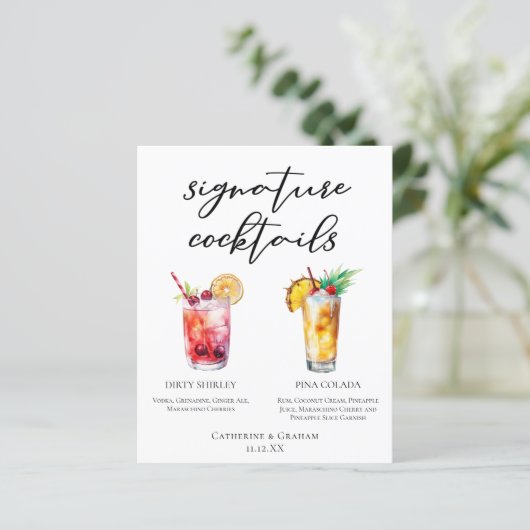 Dirty Shirley Piña Colada Signature Cocktails Menu (Staand voorkant)