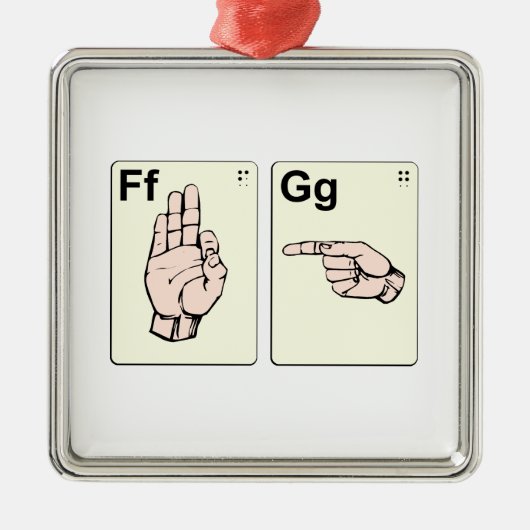 Dirty Sign Language Flash-kaarten Metalen Ornament (Voorkant)