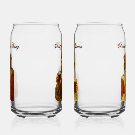 Dirty Soda King en Queen Soda Bril Blikvorm Glas (Links)