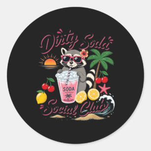 Dirty Soda Social Club Wasbeer Zomer Vakantie Ronde Sticker