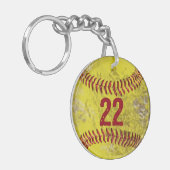 Dirty Softball Sleutelhangers PERSONALIZED Number (Voorkant Links)