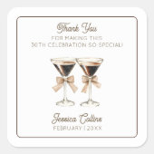 Dirty Thirty 30th Birthday Party Espresso Cocktail Vierkante Sticker (Voorkant)