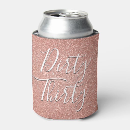 Dirty Thirty Birthday Roos Goud Blush Roze Glitter Blikjeskoeler (Blikje Voorkant)