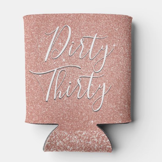 Dirty Thirty Birthday Roos Goud Blush Roze Glitter Blikjeskoeler (Achterkant)