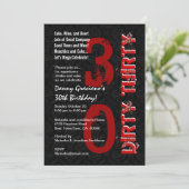Dirty Thirty Birthday Zwart Wit Rood Sjabloon G20 Kaart (Staand voorkant)