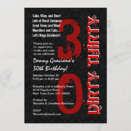 Dirty Thirty Birthday Zwart Wit Rood Sjabloon G20 Kaart