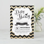 Dirty Thirty Black & Gold Chevron verjaardagsuitno Kaart (Staand voorkant)