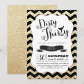 Dirty Thirty Black & Gold Chevron verjaardagsuitno Kaart (Voorkant / Achterkant)