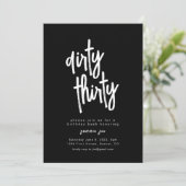 Dirty Thirty Black verjaardagsuitnodiging Sjabloon Kaart (Staand voorkant)