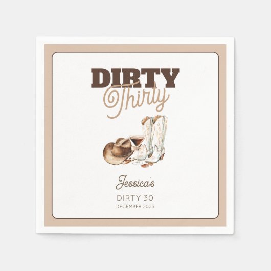 Dirty Thirty Cocktail Western 30ste verjaardagsfee Servet (Voorkant)