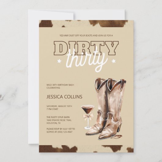 Dirty Thirty Country Western 30ste verjaardagsfees Kaart (Voorkant)