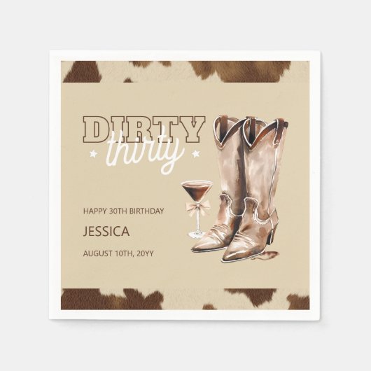 Dirty Thirty Country Western 30ste verjaardagsfees Servet (Voorkant)