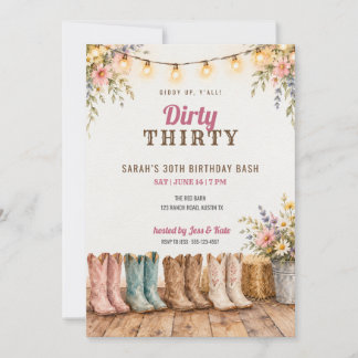 Dirty Thirty Cowgirl Laarzen 30e Verjaardag Kaart