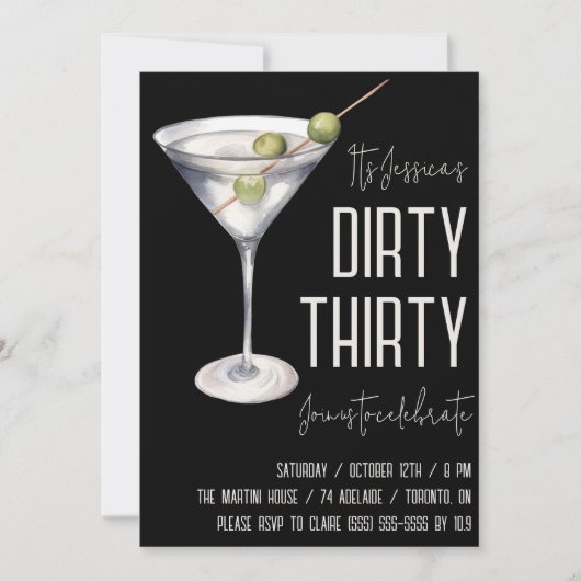 Dirty Thirty, Dirty Martini, 30e verjaardag Kaart (Voorkant)