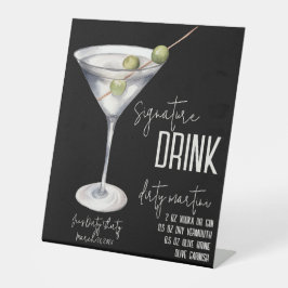 Dirty Thirty, Dirty Martini Signature Drink Menu Reclamebord Met Voetstuk