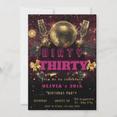Dirty Thirty Disco Birthday Invitation Kaart (Voorkant)