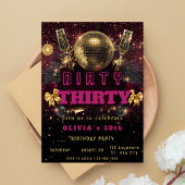 Dirty Thirty Disco Birthday Invitation Kaart