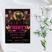Dirty Thirty Disco Birthday Invitation Kaart