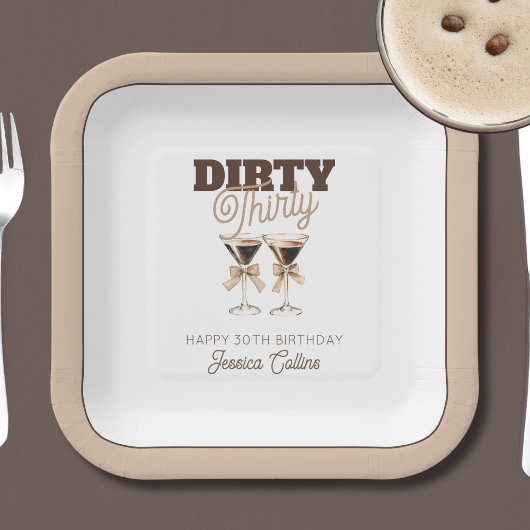 Dirty Thirty Espresso Cocktail 30ste Verjaardagsfe Papieren Bordje