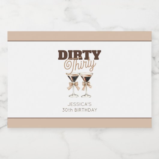 Dirty Thirty Espresso Martini 30ste verjaardagsfee Likeurfles Etiket (Enkel label)