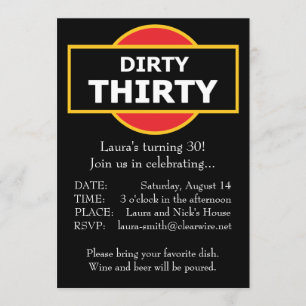 Dirty Thirty Invitation Birthday 30 Kaart