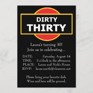 Dirty Thirty Invitation Birthday 30 Kaart