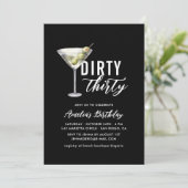 Dirty Thirty Martini 30e verjaardag uitnodiging (Staand voorkant)