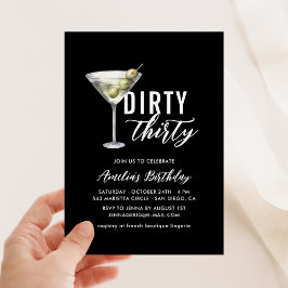 Dirty Thirty Martini 30e verjaardag uitnodiging