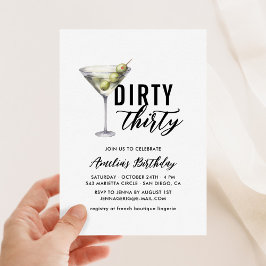 Dirty Thirty Martini 30e verjaardag uitnodiging