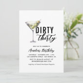 Dirty Thirty Martini 30e verjaardag uitnodiging (Staand voorkant)