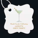 Dirty Thirty Martini Cocktail, 30th Birthday Party Bedankjes Labels<br><div class="desc">Deze dertigste verjaardagsfeestje is voorzien van een waterverf schilderij van een martini glas. Pas aan met uw informatie en verander om het even welke formulering om uw gebeurtenis aan te passen.</div>