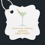Dirty Thirty Martini Cocktail, 30th Birthday Party Bedankjes Labels<br><div class="desc">Deze dertigste verjaardagsfeestje is voorzien van een waterverf schilderij van een martini glas. Pas aan met uw informatie en verander om het even welke formulering om uw gebeurtenis aan te passen.</div>
