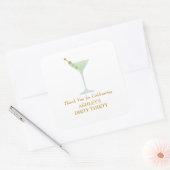 Dirty Thirty Martini Cocktail, 30th Birthday Party Vierkante Sticker (Envelop)