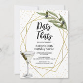 Dirty Thirty Martini Soirée 30th Birthday Party Kaart (Voorkant)