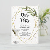 Dirty Thirty Martini Soirée 30th Birthday Party Kaart (Staand voorkant)