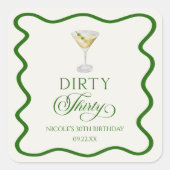Dirty Thirty Martini verjaardagsfeestje Vierkante Sticker (Voorkant)
