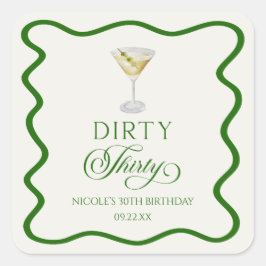 Dirty Thirty Martini verjaardagsfeestje Vierkante Sticker