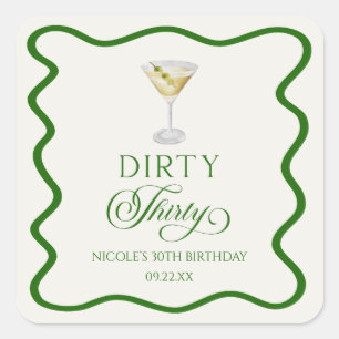 Dirty Thirty Martini verjaardagsfeestje Vierkante Sticker