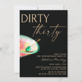Dirty Thirty Martini Zwart & Goud 30e Verjaardag Kaart (Voorkant)