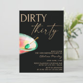 Dirty Thirty Martini Zwart & Goud 30e Verjaardag Kaart (Staand voorkant)