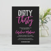 Dirty Thirty Modern 30th Birthday Invitation Kaart (Staand voorkant)